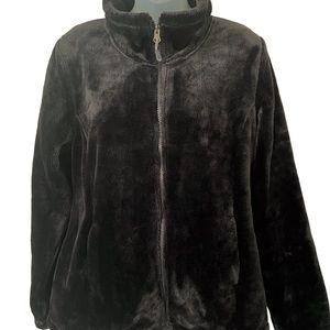 32 Degree Heat Women Jacket Full Zip Pockets Fuzzy Black Size M NEW.